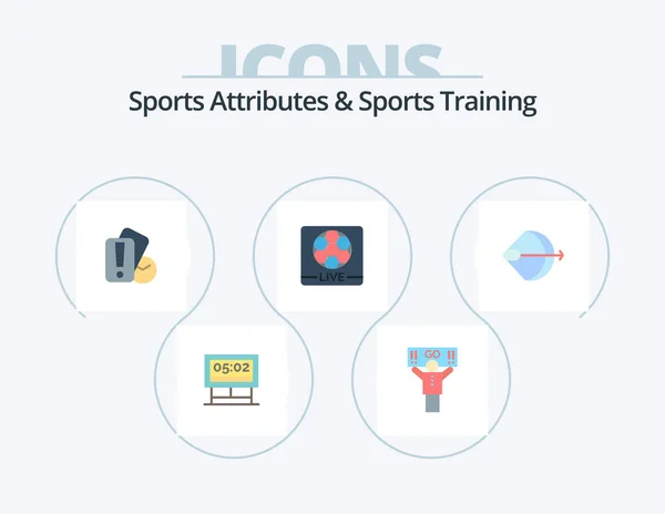 Sports Atributes Sports Training Flat Icon Pack Icon Design Archery — Vettoriale Stock