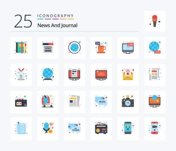 News Flat Color Icon Pack Including Tea Web Hot World — Image vectorielle