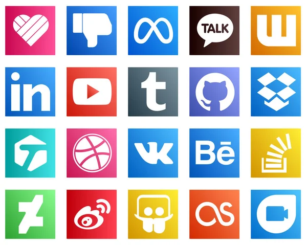 Modern Social Media Icons Behance Dribbble Professional Tagged Github Icons — Stockový vektor