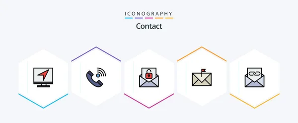 Contact Filledline Icon Pack Including Envelope Contact Incoming Communication Envelope — 图库矢量图片