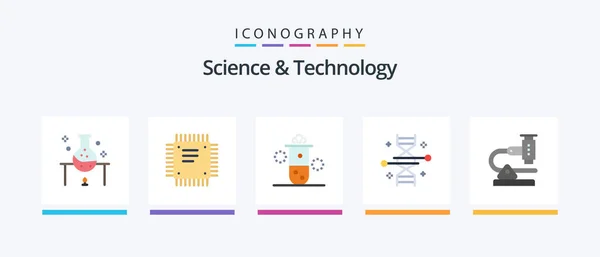 Science Technology Flat Icon Pack Including Genetic Engineering Chromosome Motherboard — Image vectorielle