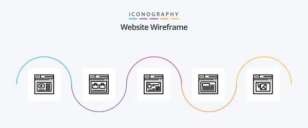 Website Wireframe Line Icon Pack Including Web Internet Website Design — Stok Vektör