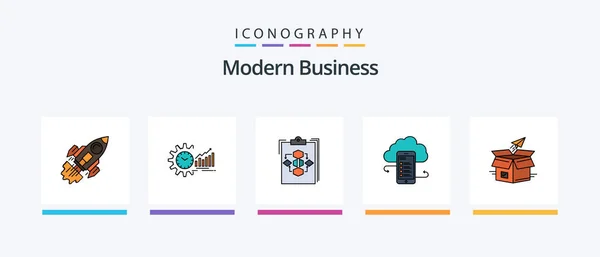 Modern Business Line Filled Icon Pack Including Documents Data Architecture — Vetor de Stock