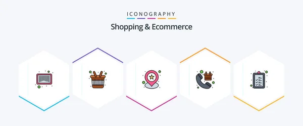Shopping Ecommerce Filledline Icon Pack Including Product Check Star Shop — Stockvector