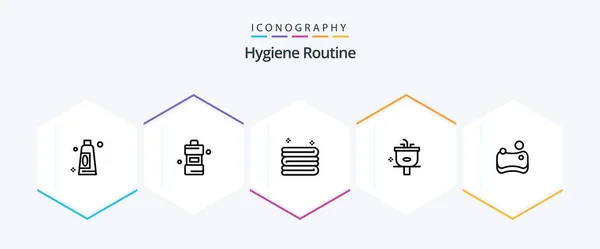 Hygiene Routine Line Icon Pack Including Sponge Cleaning Cleaning Wash — Stock Vector