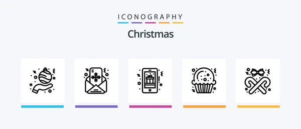 Christmas Line Icon Pack Including Claus Snow Book Shopping Christmas — Stockvektor