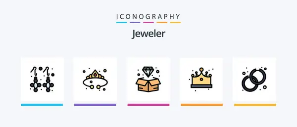 Jewellery Line Filled Icon Pack Including Luxury Jewelry Luxury Fashion — Stockvektor