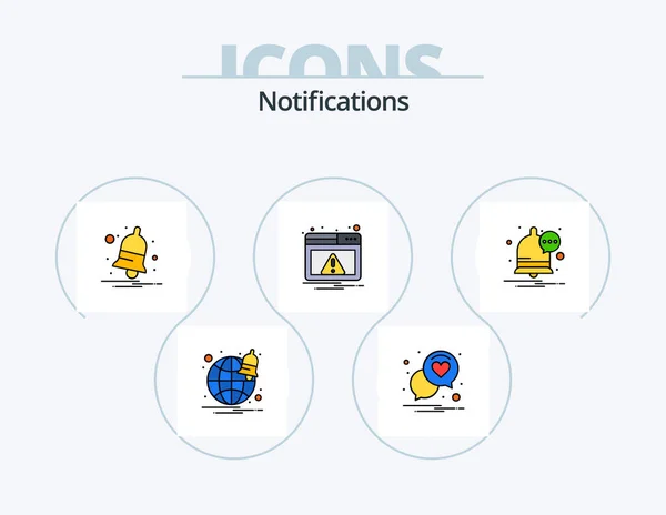 Notifications Line Filled Icon Pack Icon Design Message Options Alarm — Stock Vector