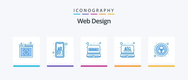 Web Design Blue Icon Pack Including Color Graphic Tablet Tools — Image vectorielle