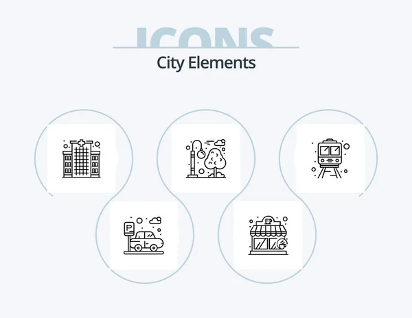 City Elements Line Icon Pack Icon Design Map City Gate — ストックベクタ