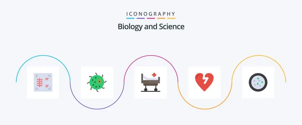 Biology Flat Icon Pack Including Hospital Biology Love — ストックベクタ