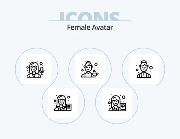 Female Avatar Line Icon Pack Icon Design Medical Female Female — Stok Vektör