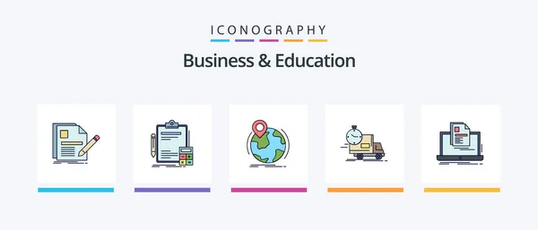 Business Education Line Filled Icon Pack Including Call Faq Service — Wektor stockowy