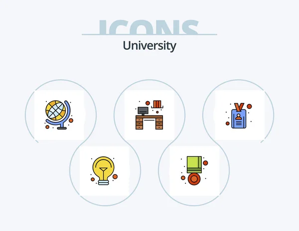 University Line Filled Icon Pack Icon Design Open Card Sport — Vector de stock