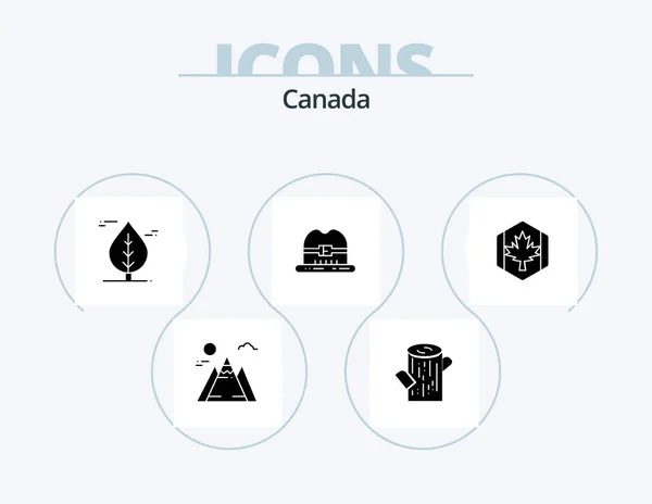 Canada Glyph Icon Pack Icon Design Leaf Plant Canada Flag — Stok Vektör