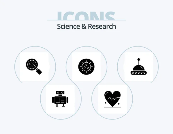 Science Glyph Icon Pack Icon Design Virus Ufo Science — Image vectorielle