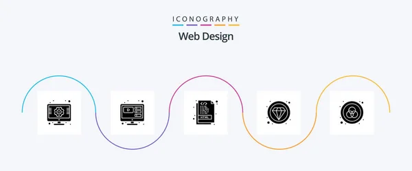 Web Design Glyph Icon Pack Including Rgb Luxury Computer Expensive — Stockvektor