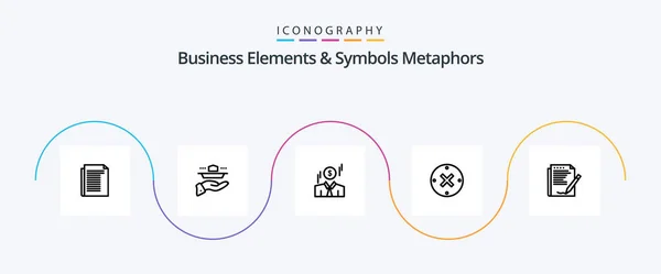 Business Elements Symbols Metaphors Line Icon Pack Including Agreement Delete — Vector de stock