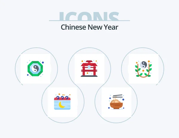 Chinese New Year Flat Icon Pack Icon Design Lunar China — Stockvektor
