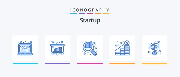 Startup Blue Icon Pack Including Investment Money Audit Profit Growth — Stok Vektör