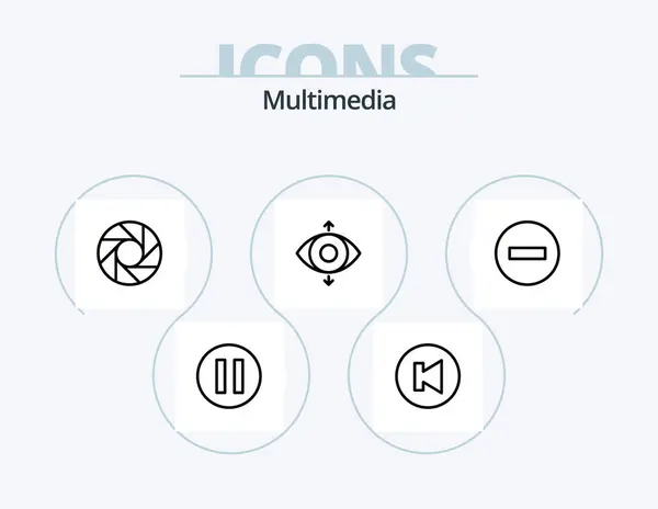 Multimedia Line Icon Pack Icon Design Swap Multimedia — Stock vektor