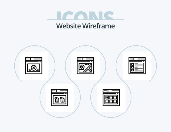 Website Wireframe Line Icon Pack Icon Design Quicklinks Links Website — стоковый вектор