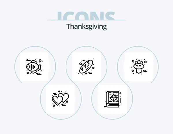 Thanksgiving Line Icon Pack Icon Design Cornucopia Thanksgiving Berry Note — Vetor de Stock