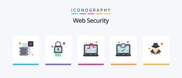 Web Security Flat Icon Pack Including Anonymous User Bacterium Screen — Stock Vector