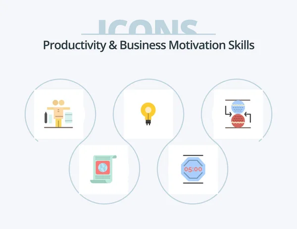 Productivity Business Motivation Skills Flat Icon Pack Icon Design Insight — Vector de stock