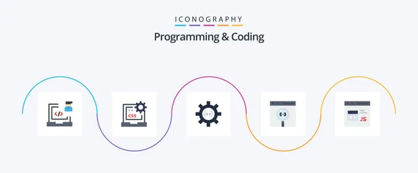 Programming Coding Flat Icon Pack Including Coding App Develop Process — стоковый вектор