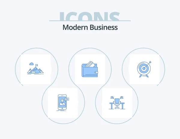 Modern Business Blue Icon Pack Icon Design Mountains Goal Computer — Stockový vektor