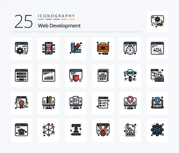 Web Development Line Filled Icon Pack Including Time Development Development — Vettoriale Stock