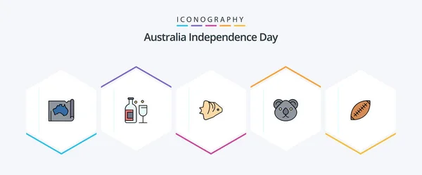 Australia Independence Day Filledline Icon Pack Including Citysets Animal Drink — стоковый вектор