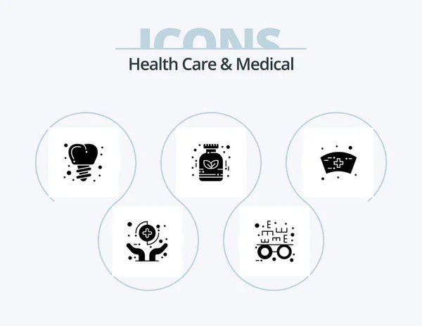 Health Care Medical Glyph Icon Pack Icon Design Nurse Cap — Vector de stock