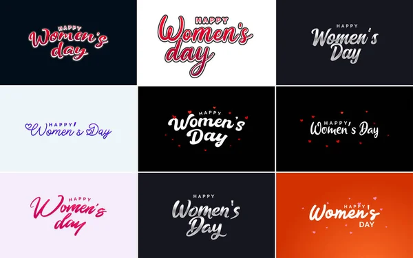 Happy Women Day Typography Design Pastel Color Scheme Geometric Shape — Image vectorielle