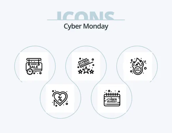 Cyber Monday Line Icon Pack Icon Design Discount Online Board — Stock vektor