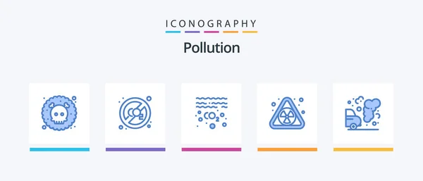 Pollution Blue Icon Pack Including Pollution Environment Oil Car Pollution — Stok Vektör
