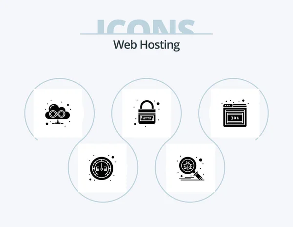 Web Hosting Glyph Icon Pack Icon Design Error Security Browser — Image vectorielle