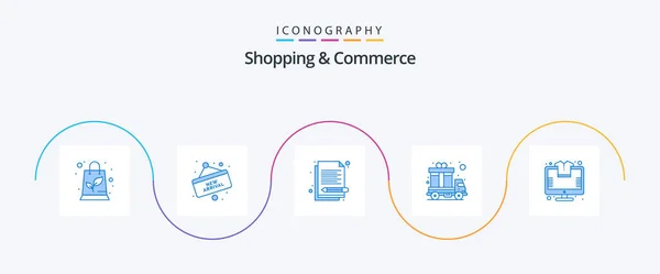 Shopping Commerce Blue Icon Pack Including Online Gift Delivery Memo — Image vectorielle