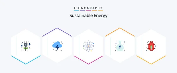 Sustainable Energy Flat Icon Pack Including Gas Energy Energy Power — Stok Vektör