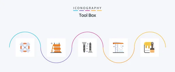 Tools Flat Icon Pack Including Paint Brush Screw Tools Industry — Stockvektor