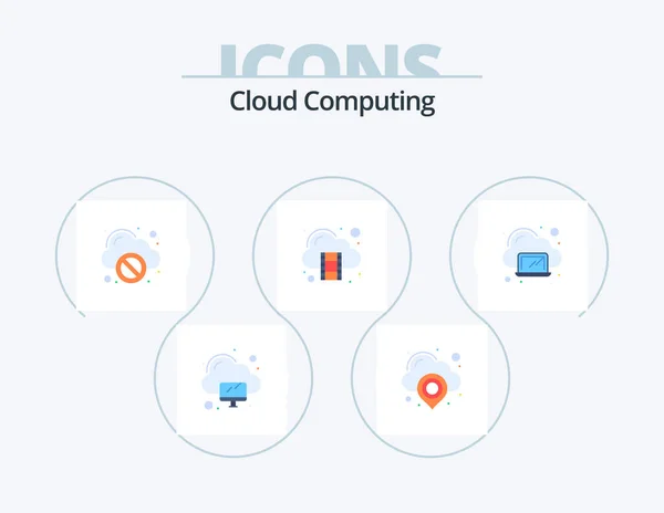 Cloud Computing Flat Icon Pack Icon Design Laptop Block Storage — Stok Vektör