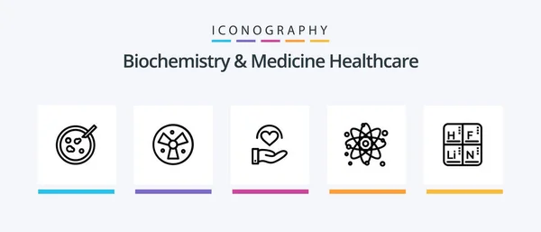 Biochemistry Medicine Healthcare Line Icon Pack Including Science Hospital Hazard — Stock Vector