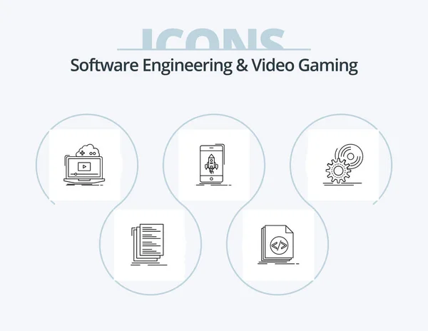 Software Engineering Video Gaming Line Icon Pack Icon Design New — Image vectorielle
