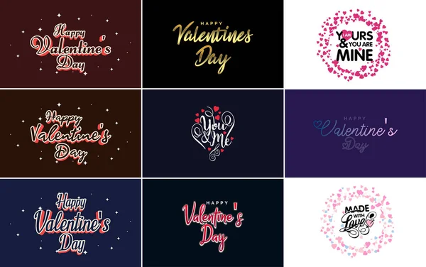 Happy Valentine Day Greeting Card Template Romantic Theme Red Pink — Image vectorielle