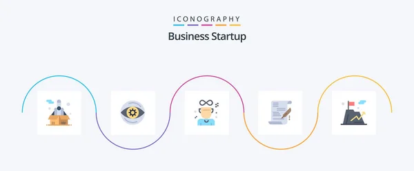 Business Startup Flat Icon Pack Including Goal Business Award Document — Vetor de Stock