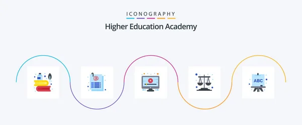 Academy Flat Icon Pack Including Learning Abc Sheet Scales Balance — Stok Vektör