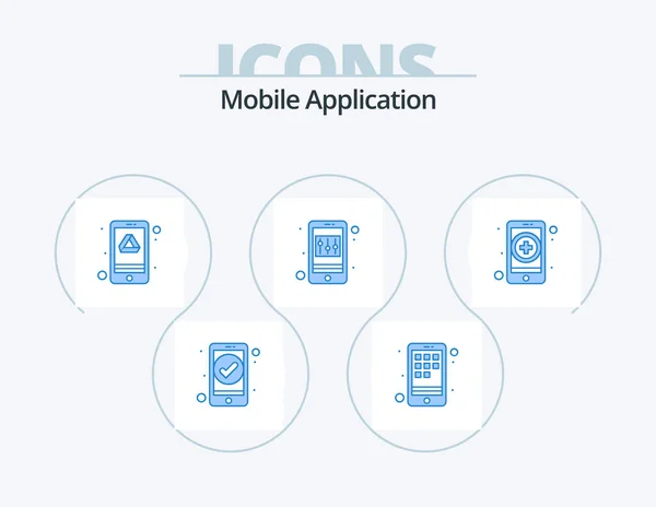 Mobile Application Blue Icon Pack Icon Design Health Drive Control — Stockvektor