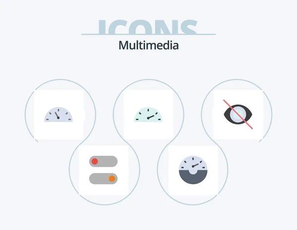 Multimedia Flat Icon Pack Icon Design Speed Hide Disable — Stok Vektör