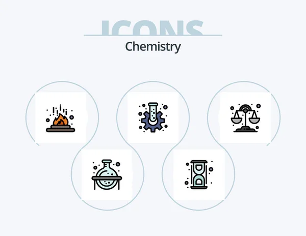Chemistry Line Filled Icon Pack Icon Design China Newyear Candle — Stock vektor